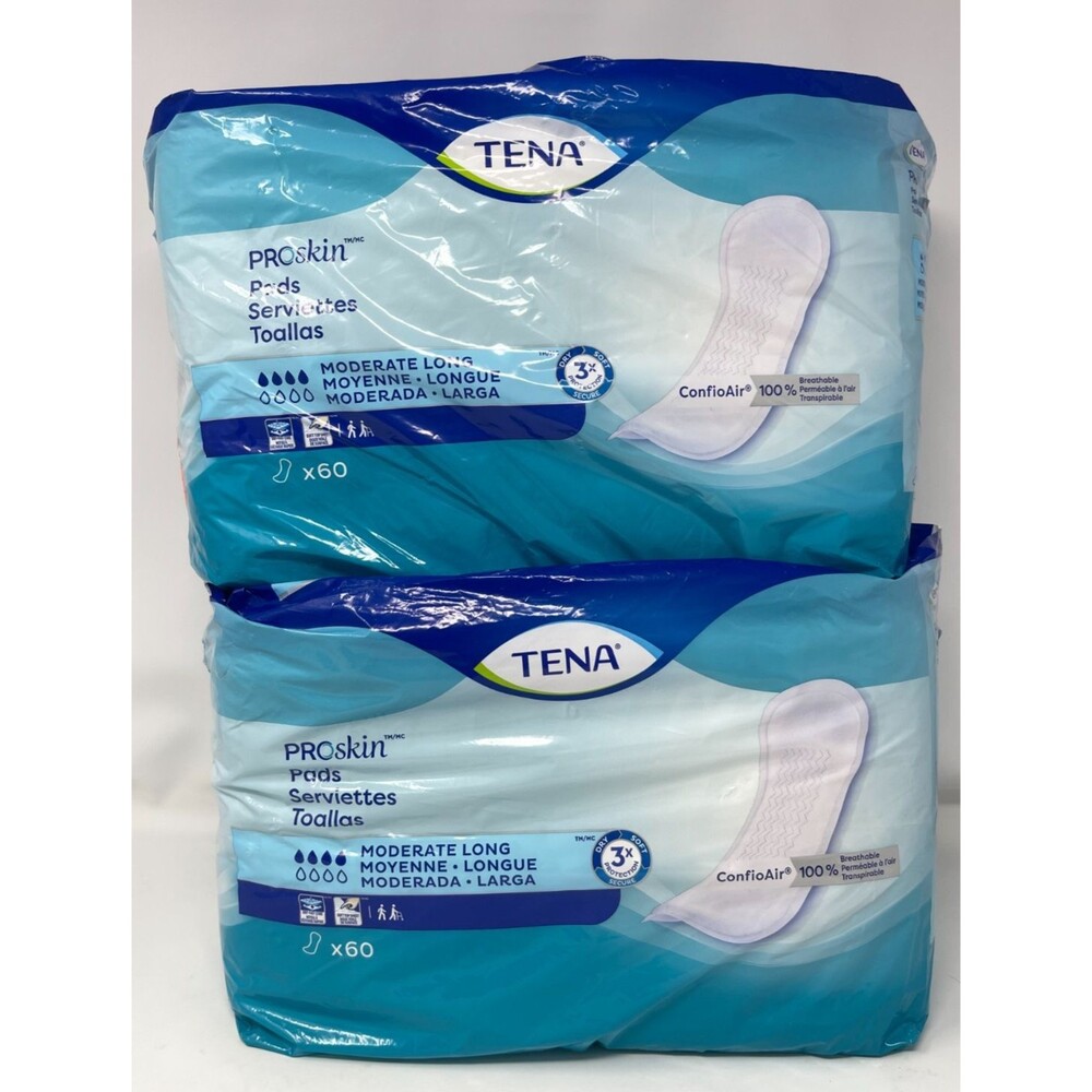 TENA ProSkin 41409 Moderate Long Unisex Incontinent Pad Long 2 packs x 60 = 120